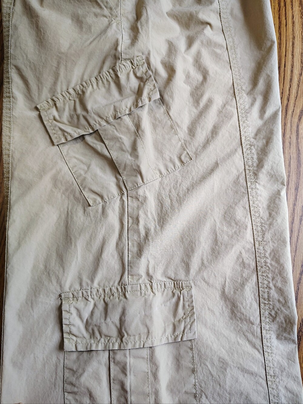 Pacsun Low Rise Puddle Wide Leg Cargo Pants Khaki Women's Elastic Waist size M. - Picture 13 of 16